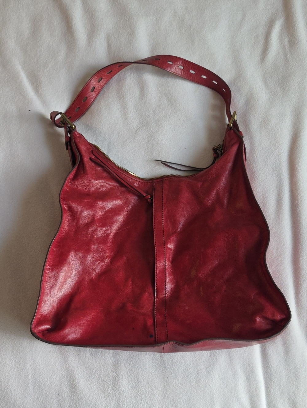 HOBO Red Leather Shoulder Hobo Bag